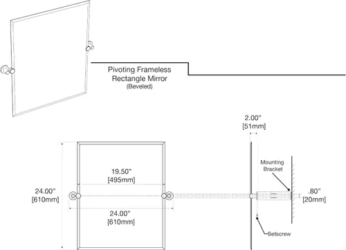 Miniatura 4 de GATCO 4639SM Glam - Espejo rectangular sin marco, 24 pulgadas, cromado