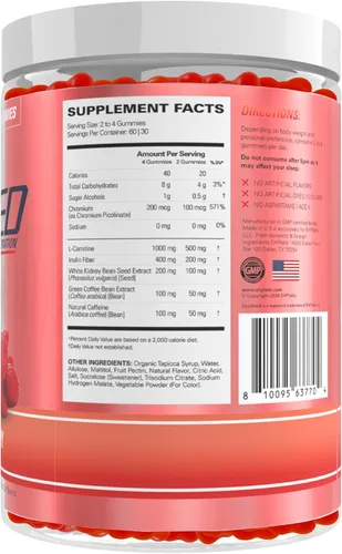 Miniatura 8 de EHP Labs OxyShred Gummies - Gomitas preentrenamiento y masticables energéticos con 100 mg de cafeína, L-carnitina para apoyo térmico y metabólico