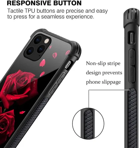 Miniatura 3 de Funda compatible con iPhone 13 Pro, fundas para niñas y mujeres, románticas rosas rojas Pétalos de rosa románticos.