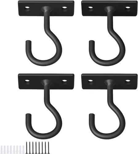 Miniatura 21 de Ganchos para plantas, paquete de 2 soportes de metal para colgar plantas de 6 pulgadas, gancho decorativo para comederos de pájaros, macetas, Negro