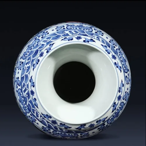 Miniatura 3 de Florero de escultura florero de cerámica chino retro pintado a mano azul y blanco, florero de porcelana grande de 16.5 pulgadas para decoración