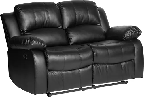Miniatura 4 de Lexicon Baluze - Sofá reclinable doble de piel sintética suave, lengüeta de extracción manual, soporte de pared, espuma de alta densidad, marco