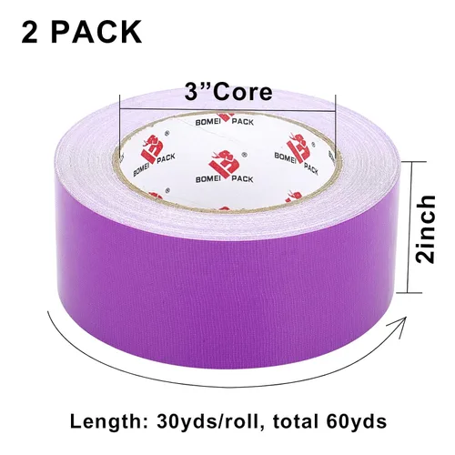 Miniatura 2 de BOMEI PACK Paquete de 2 cintas adhesivas moradas resistentes, 0.354 in de grosor, 2 pulgadas x 30 yardas, fuerte resistencia industrial, flexible