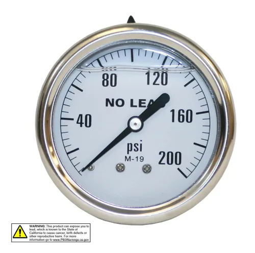 Miniatura 5 de Merrill MFG - Medidor de presión relleno de líquido NPT de acero inoxidable de 0 ~ 100 PSI de 0 ~ 100 PSI, montaje trasero central de agua, aceite