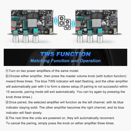Miniatura 3 de 2 unidades de placa de amplificador mono ZK-1001U con TWS, salida de potencia de 100 W, amplificador para vehículos con entrada de voltaje amplio