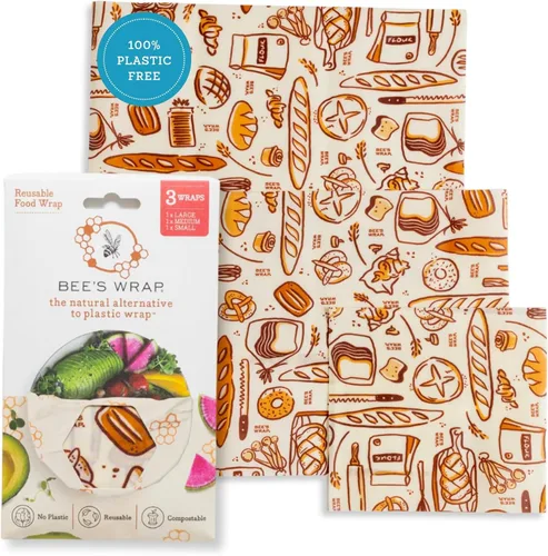 Bee's Wrap Envolturas de cera de abeja para alimentos, hechas en Estados Unidos, reutilizables y orgánicas, envoltura para sándwiches y cubiertas