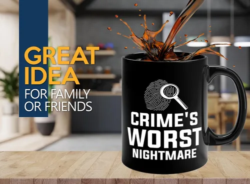 Miniatura 2 de Taza de café detective de 11 onzas, color negro, crimes peor pesadilla, oficial de policía, patrulla policial, detective, policía, policía, policía