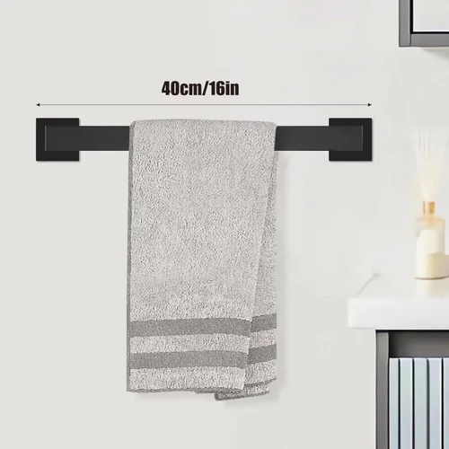 Miniatura 2 de Dorudon Atrox Juego de accesorios de baño de 5 piezas, juego de toallero negro con 2 ganchos para toallas, toallero de baño de acero inoxidable