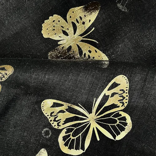 Miniatura 4 de Jubilantex Paneles de cortinas transparentes de mariposas negras y doradas de 52 pulgadas de ancho para dormitorio de niñas, elegantes cortinas