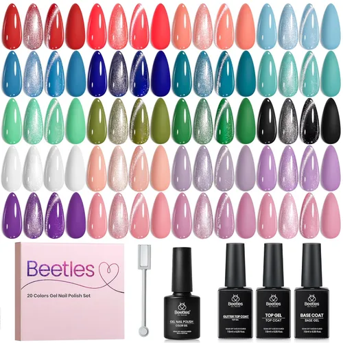 Miniatura 7 de beetles Gel Polish Set – Healing Elixir - Kit de esmalte de uñas de gel de 20 colores, rosa, azul, blanco, verde, perla con capa base, capa superior
