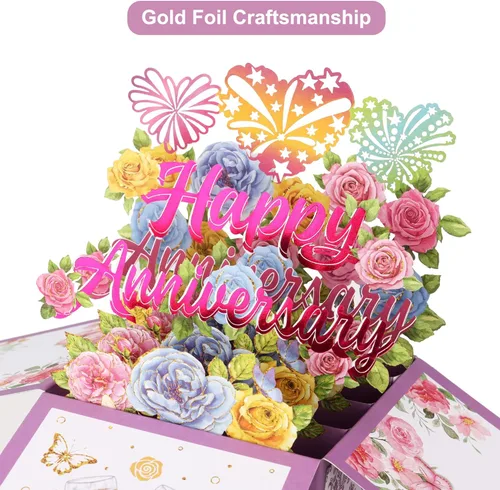 Miniatura 5 de Giiffu Tarjeta de feliz aniversario, tarjetas de aniversario emergentes en 3D, regalos para él, ella, esposa, marido, pareja, con sobre y tarjeta