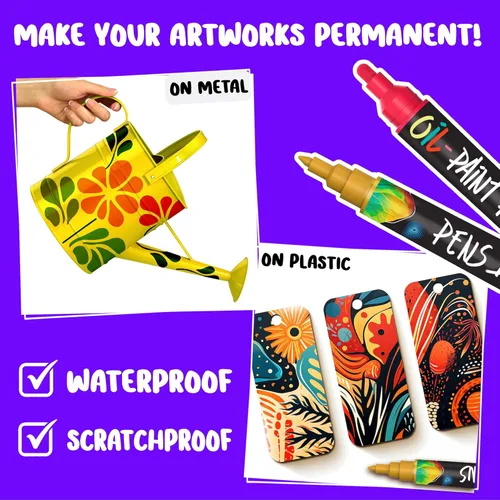Miniatura 4 de Chalkola 20 rotuladores de pintura al óleo - Marcadores de pintura a base de aceite para metal, tela, cerámica, vidrio, rocas - Marcadores