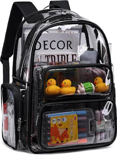 Miniatura 91 de CAMTOP Mochila transparente resistente y transparente para estudiantes, escuela, trabajo, festival, viajes, deportes, Beige, Mediana, Camtop Mochila