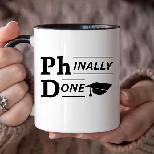 Miniatura 3 de YouNique Designs Phinally Done - Taza de graduación de doctorado de 11 onzas, divertida taza de doctorado, graduación de doctorado (mango negro)