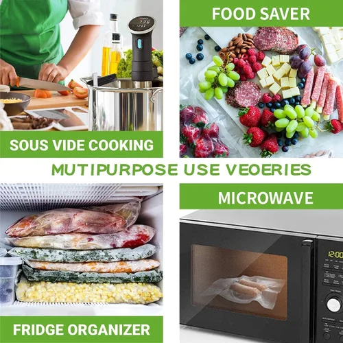 Miniatura 4 de Bolsas selladoras al vacío para guardar alimentos, paquete de 4 rollos de 11 pulgadas x 25 pies, grado comercial, preparación de comidas, aptas