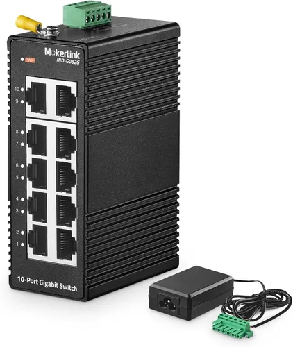 Miniatura 10 de MokerLink Conmutador Ethernet industrial Gigabit de 5 puertos con riel DIN, capacidad de conmutación de 14 Gbps, conmutador de red con clasificación