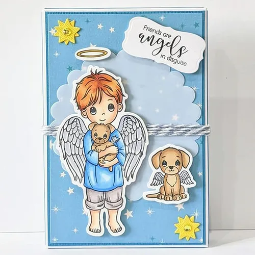 Miniatura 5 de Juego de sellos y troqueles transparentes de ángel para hacer tarjetas, plantillas de corte para álbumes de recortes, álbum de fotos, papel