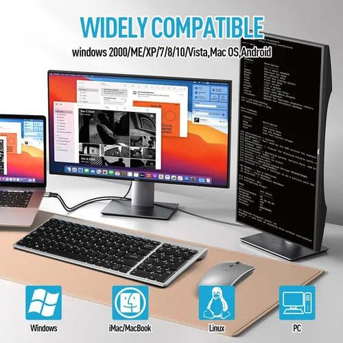 Miniatura 5 de Combo de teclado y ratón inalámbricos, conjunto de teclado y ratón inalámbricos compacto y silencioso 2.4G, diseño ultradelgado y elegante