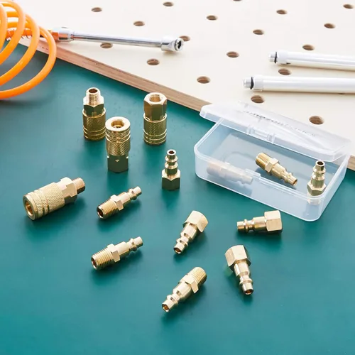 Miniatura 5 de Amazon Basics Kit de acoplador y enchufe de aire de latón de conexión rápida, accesorios NPT de 1/4 pulgadas, accesorios para compresor de aire, 14