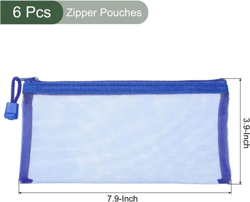 Miniatura 2 de YOKIVE Paquete de 6 bolsas de malla para cosméticos, estuches de nailon A6 Organizadores de viaje con cremallera, bolsa de maquillaje, ideal