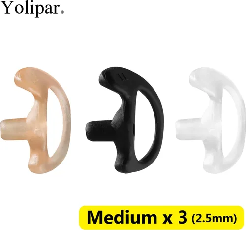 Miniatura 3 de Eardud Earmold de silicona suave de repuesto para Walkie Talkie Kit de audio de tubo acústico de aire (tres colores, mediano (3 pares))