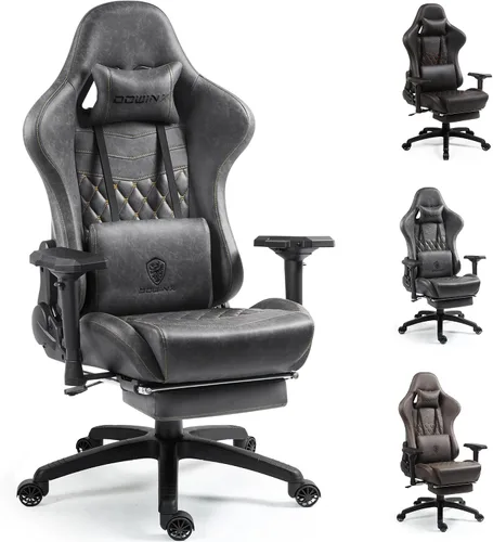 Miniatura 8 de Dowinx Silla de Juego Grande y Alta, Sillas de Videojuego con Reposapiés, Sillas de Juego de PC para Adultos - Silla Gamer Ergonómica Reclinable