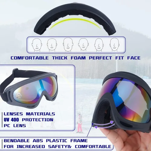 Miniatura 4 de Dizywiee - Paquete de 2 gafas de esquí para niños, gafas de snowboard para adultos, jóvenes, adolescentes, niños y niñas, gafas para deportes de 08.