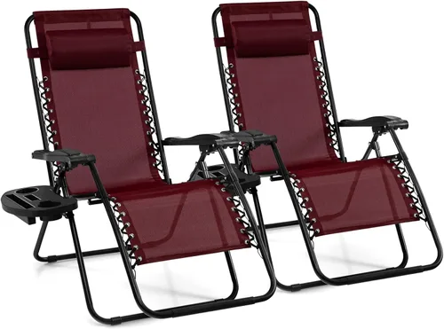 Miniatura 18 de Giantex Zero Gravity - Silla reclinable para patio al aire libre con portavasos y almohada extraíble, respaldo ajustable, silla de salón