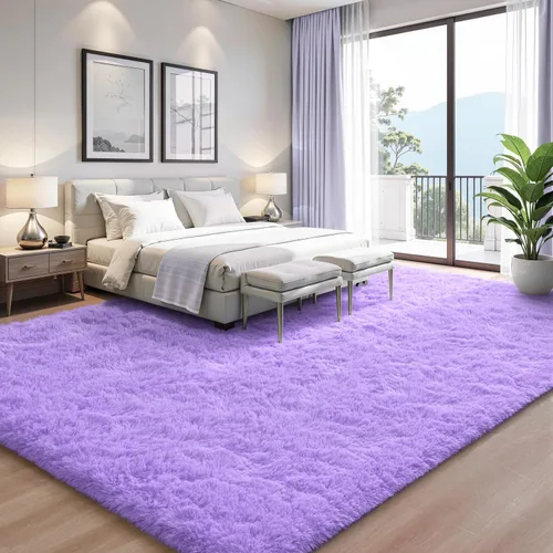 Miniatura 12 de EVOIONOS - Alfombra redonda gris para dormitorio, 5x5 pies; alfombras circulares suaves y esponjosas para sala de estar, alfombras de felpa peludas