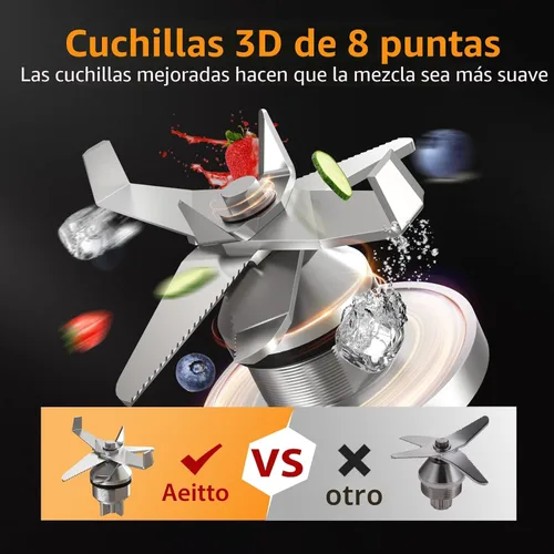 Miniatura 4 de Aeitto Licuadora para cocina, licuadora profesional de gran capacidad de 68 onzas, licuadora de batidos de 1500 vatios para triturar hielo, bebidas