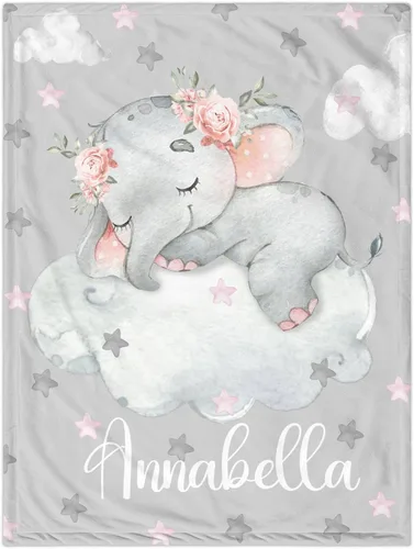 Miniatura 11 de J&SBGFT Manta personalizada para bebé niña, manta de recepción de elefante, regalo personalizado para bebé, esenciales para recién nacidos, 30 x 40