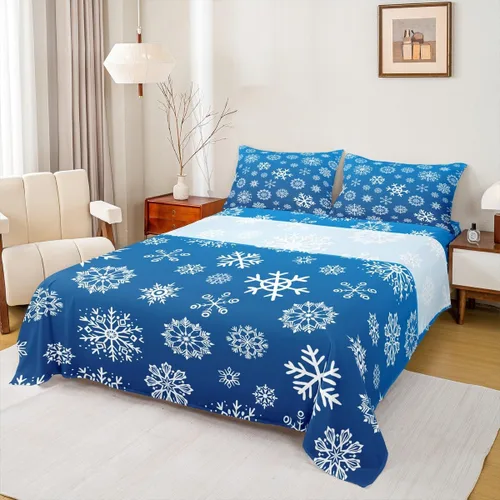 Miniatura 28 de Erosebridal Juego de ropa de cama individual con diseño de árbol de Navidad, muñeco de nieve, decoración de corona de Navidad, sábana bajera