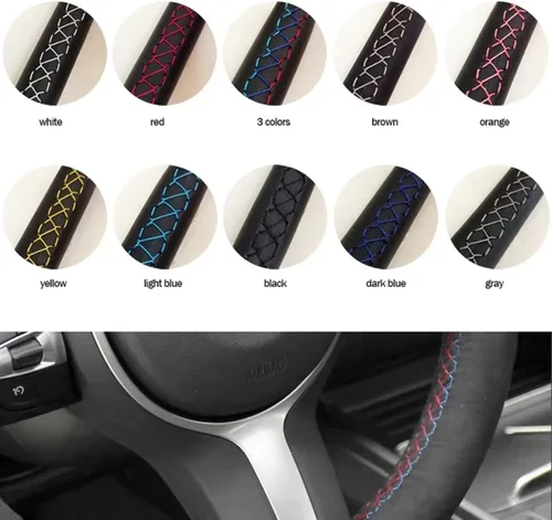 Miniatura 2 de BORATO Cubierta de volante de costura a mano de gamuza para Skoda Citigo Roomster Fabia Octavia Superb Karoq Rapid personalizada