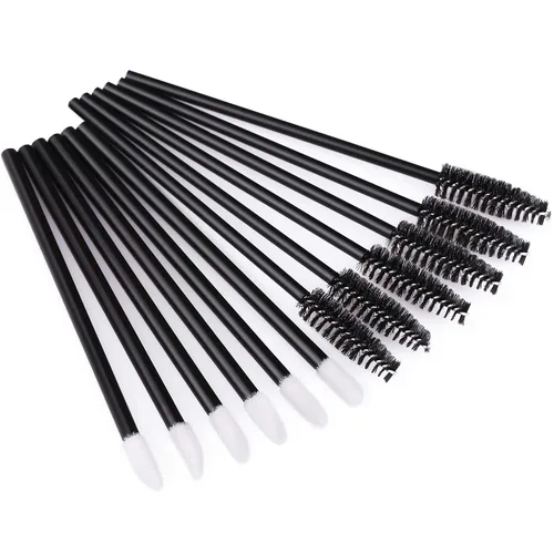 Miniatura 7 de Tbestmax 200 carretes desechables para rímel y cepillos de labios, aplicador de brillo de labios para extensiones de pestañas de cejas, kits de Negro