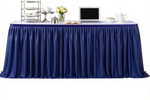 Miniatura 12 de Faldas de mesa color azul bebé para mesas rectangulares de 6 pies, falda de mesa para escritorio de profesores