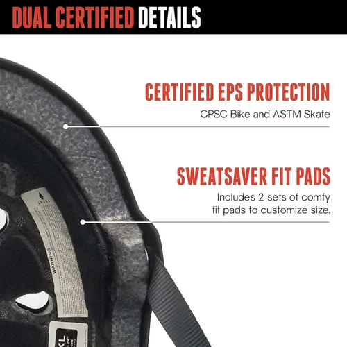 Miniatura 19 de Triple Eight Casco de bicicleta y monopatín con doble certificación Gun Matte