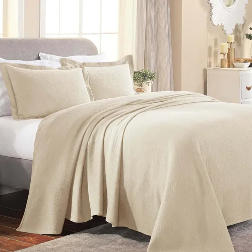 Miniatura 8 de Superior Juego de colcha de algodón con diseño de flor de lis, mantas cálidas, ropa de cama para todas las estaciones, decoración de dormitorio