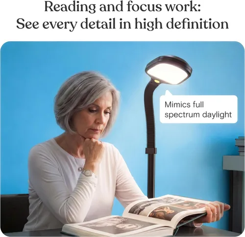 Miniatura 2 de Brightech Litespan - Lámpara de Pie LED Brillante para Lectura Sobre Silla, Manualidades y Lectura, Luz de Esteticista para Extensiones de Pestañas