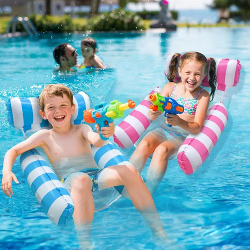 Miniatura 5 de Pool Floats Kids, Meegoo Pool Lounge Chairs 3 Tubes Floaties Water Hammock Inflatable Pool Toys for Kids Ages 8-12 for Summer Party Beach Vacation
