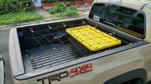 Red de carga con ganchos de amarre para Toyota Tacoma para cama larga de tamaño mediano de 60 x 98 pulgadas, red de carga de malla para camioneta