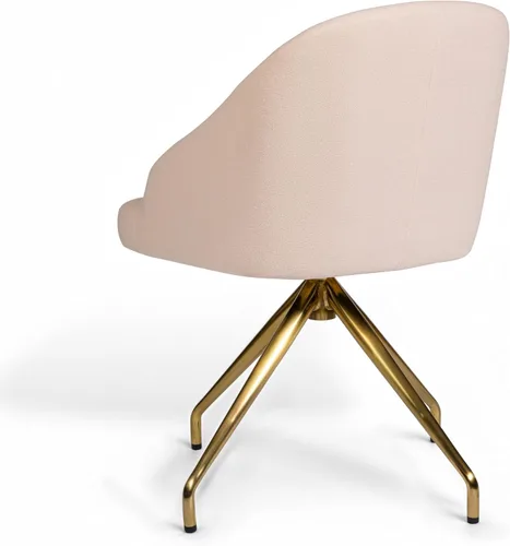 Miniatura 10 de Martha Stewart Sora Silla de Trabajo Giratoria Fija con Brazos Inclinados para Oficina en Casa en Tela Conch Shell con Marco de Latón Pulido