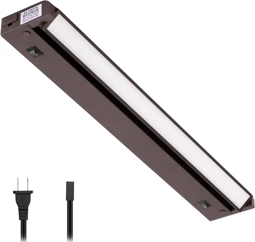 GETINLIGHT Iluminación LED giratoria regulable para debajo del gabinete, blanco seleccionable 2700K/ 4000K, 16 pulgadas, solo enchufado, acabado en