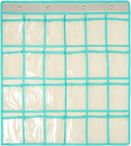 Miniatura 18 de Organizador para colgar sobre la puerta, para el aula, para colgar en la pared, puerta, armario, bolsa de almacenamiento de tela duradera, 12 Gris