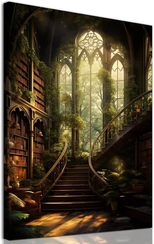 Miniatura 16 de Lienzo gótico de la academia oscura, arte de pared, arte victoriano vintage, arte medieval con castillo medieval, pósteres de biblioteca, cuadros