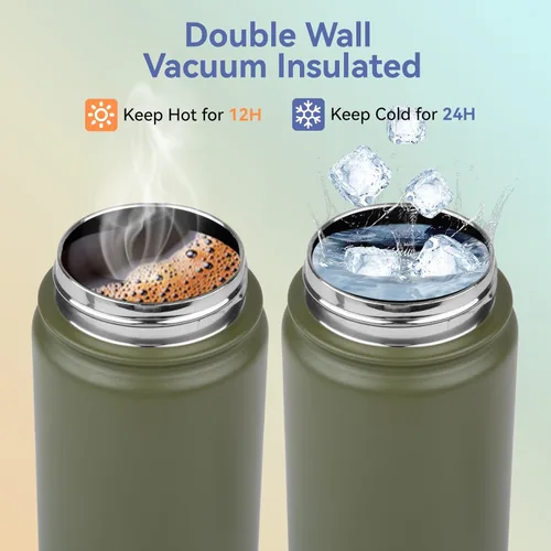 Miniatura 4 de HASLE OUTFITTERS Botella de agua aislada de 16 onzas para niños, botella de agua de acero inoxidable de doble pared al vacío, a prueba de fugas