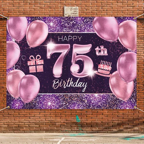 Miniatura 6 de pancarta grande rosa con texto en inglés “Happy Birthday