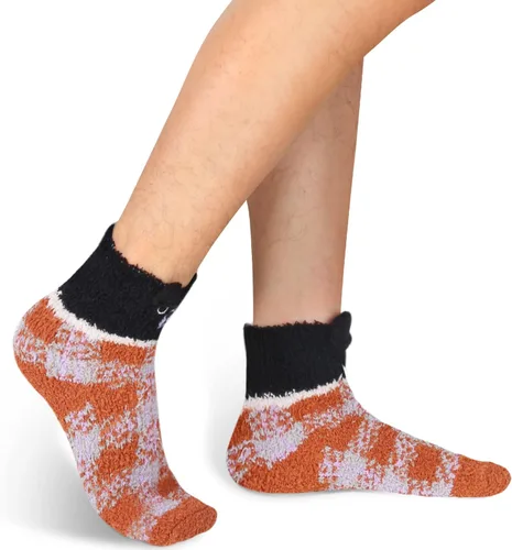 Miniatura 7 de Violet Mist Calcetines mullidos para hombre, unisex, lindos animales, acogedores, divertidos, esponjosos, cálidos, de invierno, de felpa
