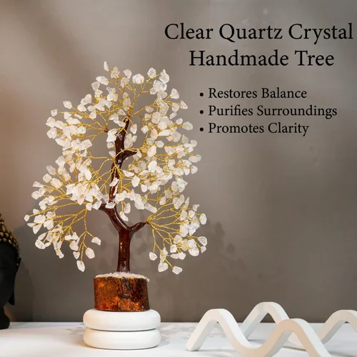 Miniatura 2 de Árbol de la vida de cuarzo transparente para decoración del hogar, la oficina y el escritorio, bonsái hecho a mano para claridad, energía positiva