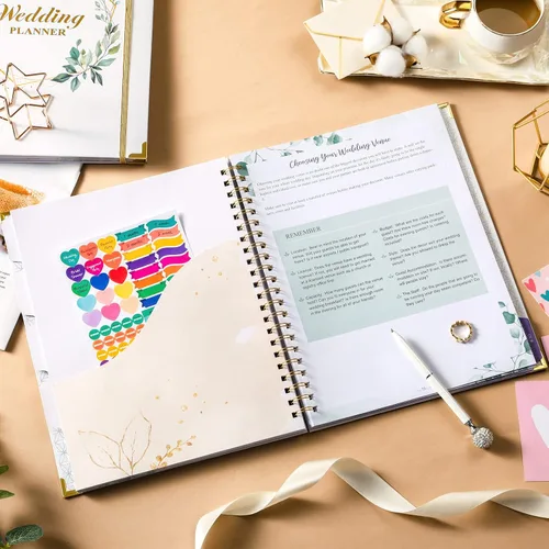 Miniatura 6 de Agenda de boda – Libro de planificación de boda y organizador para la novia con 5 secciones con pestañas, 12 x 9 pulgadas, tapa dura con esquina