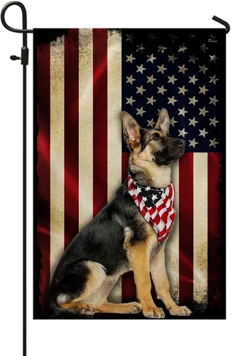 Miniatura 10 de FLAGWIX Banderas de perro patriota americano, bandera de perro labrador retriever de doble cara, decoración para el hogar, exterior, bandera